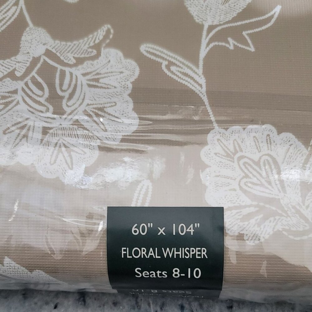 NEW Laura Ashley Flannel Back Vinyl Tablecloth 60 x 104 Floral Whisper
